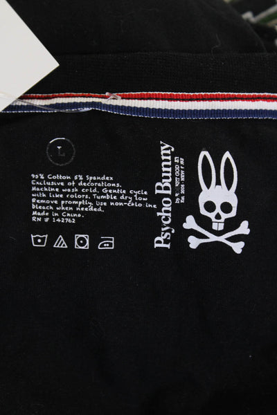 Psycho Bunny Womens Cotton Short Sleeve Round Neck Basic T-shirt Black Size L