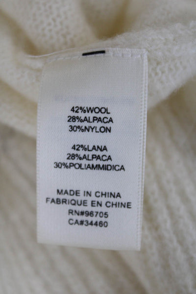 La Vie Women's Round Neck Ruffle Long Sleeves Pullover Sweater Beige Size XS