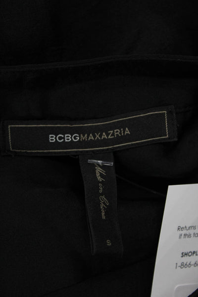 BCBGMAXAZRIA Womens Button Front Pockets Long Sleeve Shirt Dress Black Size S