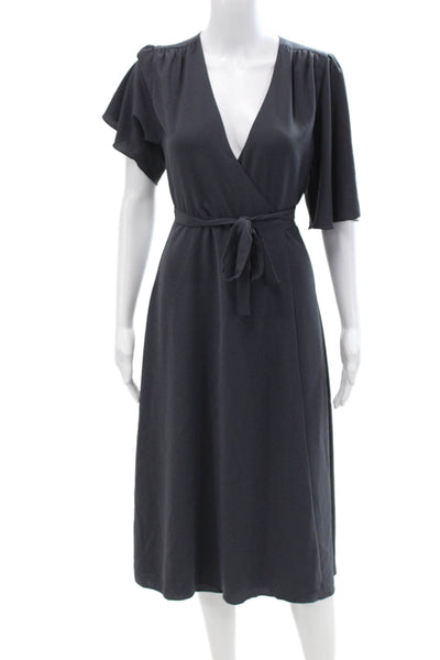 Wilfred Womens V-Neck Short Sleeve Tie Wrap Dress Size Dark Gray Size XS