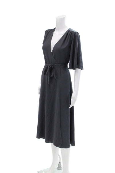 Wilfred Womens V-Neck Short Sleeve Tie Wrap Dress Size Dark Gray Size XS