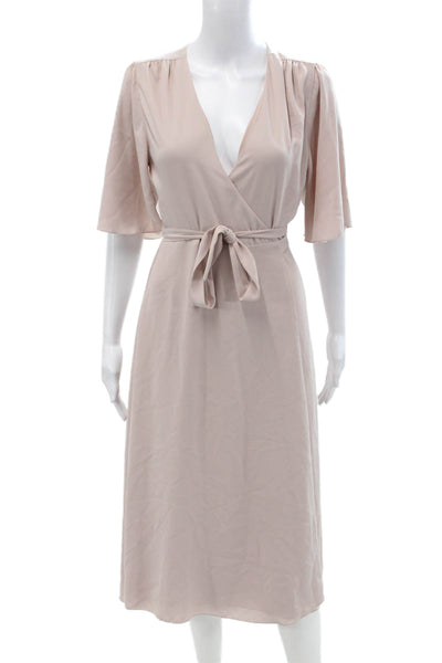 Wilfred Womens V-Neck Puff Shoulder Short Sleeve Wrap Lined Dress Blush Size XS