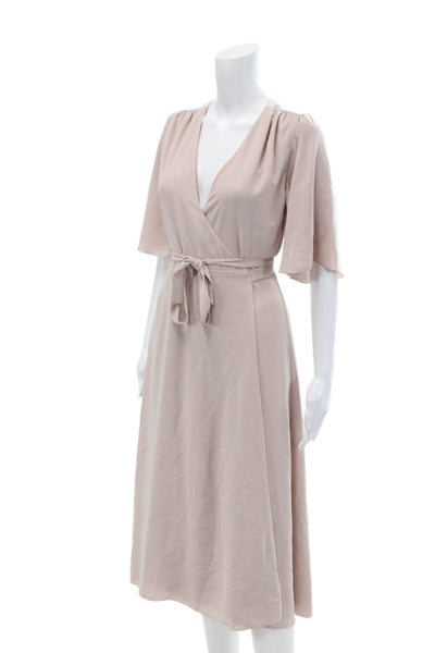 Wilfred Womens V-Neck Puff Shoulder Short Sleeve Wrap Lined Dress Blush Size XS
