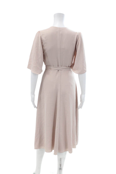 Wilfred Womens V-Neck Puff Shoulder Short Sleeve Wrap Lined Dress Blush Size XS