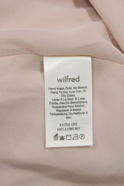 Wilfred Womens V-Neck Puff Shoulder Short Sleeve Wrap Lined Dress Blush Size XS