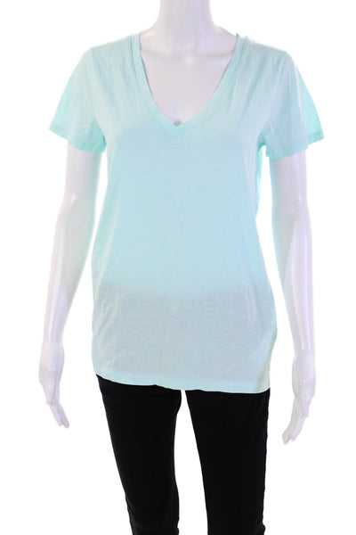 J Crew Womens Cotton Short Sleeve V-neck Casual T-shirt Blue Size M