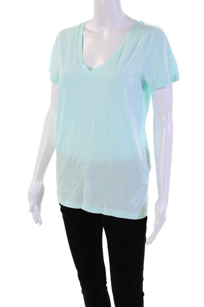 J Crew Womens Cotton Short Sleeve V-neck Casual T-shirt Blue Size M