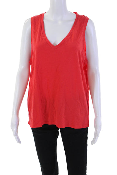 J Crew Womens Cotton Sleeveless V-neck Casual Lined Tank Top Red Size L