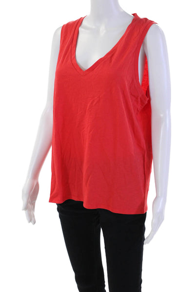 J Crew Womens Cotton Sleeveless V-neck Casual Lined Tank Top Red Size L