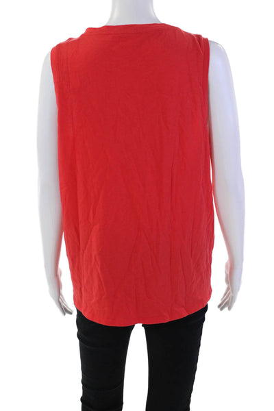 J Crew Womens Cotton Sleeveless V-neck Casual Lined Tank Top Red Size L