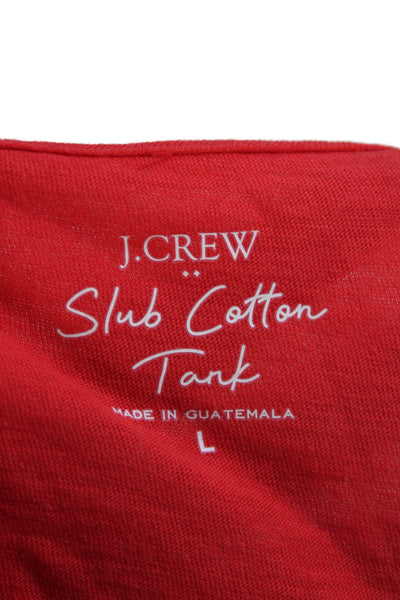 J Crew Womens Cotton Sleeveless V-neck Casual Lined Tank Top Red Size L