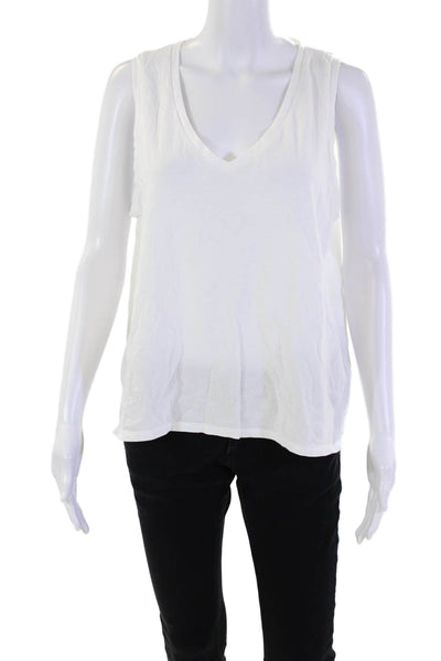 J Crew Womens Cotton Sleeveless V-neck Lined Casual Tank Top White Size L