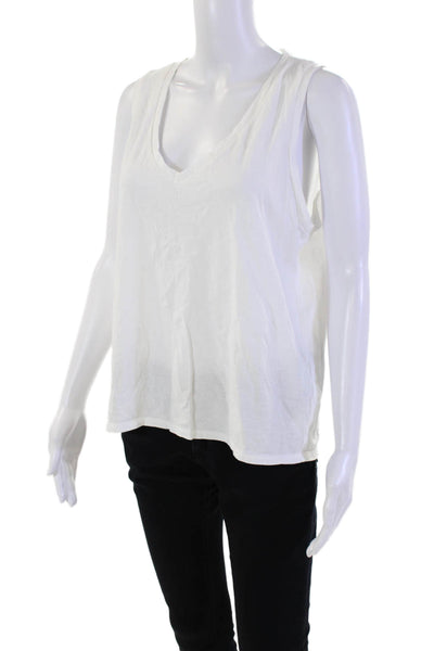 J Crew Womens Cotton Sleeveless V-neck Lined Casual Tank Top White Size L