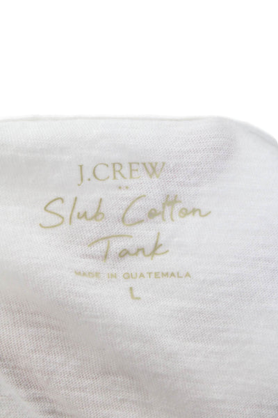 J Crew Womens Cotton Sleeveless V-neck Lined Casual Tank Top White Size L