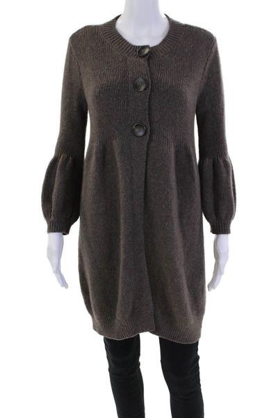 Vince Womens Button Down Cardigan Sweater Taupe Brown Wool Blend Size Large