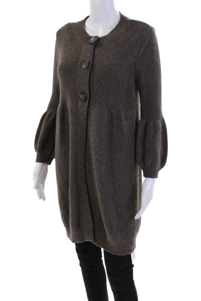 Vince Womens Button Down Cardigan Sweater Taupe Brown Wool Blend Size Large