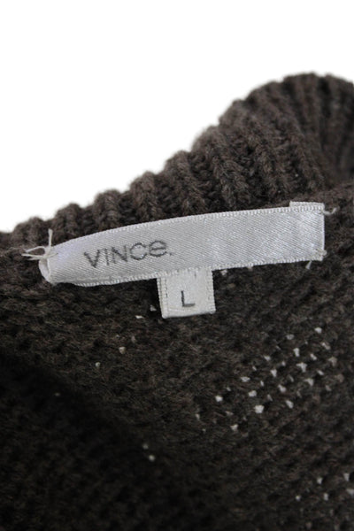 Vince Womens Button Down Cardigan Sweater Taupe Brown Wool Blend Size Large