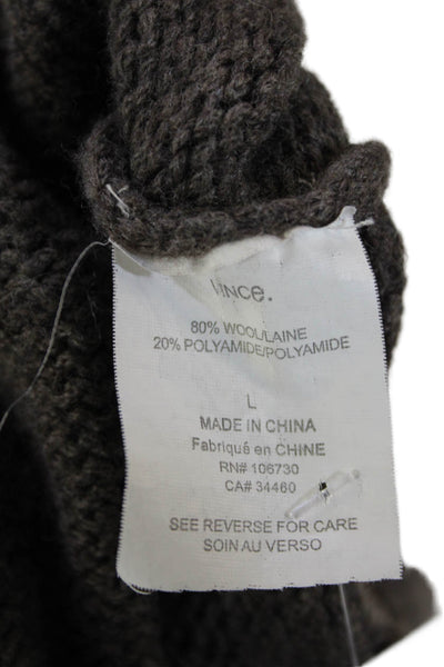 Vince Womens Button Down Cardigan Sweater Taupe Brown Wool Blend Size Large