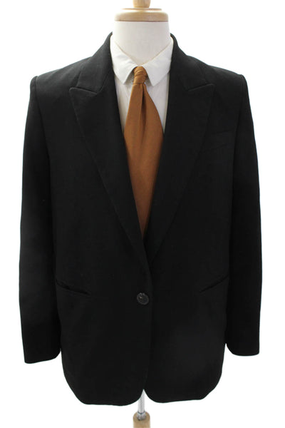 Zara Mens Single Button Pointed Lapel Blazer Jacket Black Size Small