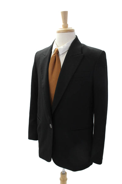 Zara Mens Single Button Pointed Lapel Blazer Jacket Black Size Small