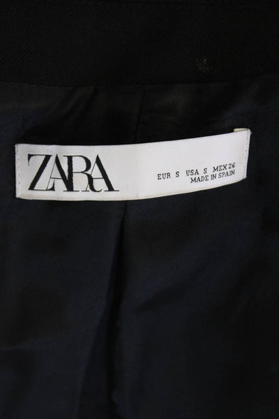 Zara Mens Single Button Pointed Lapel Blazer Jacket Black Size Small