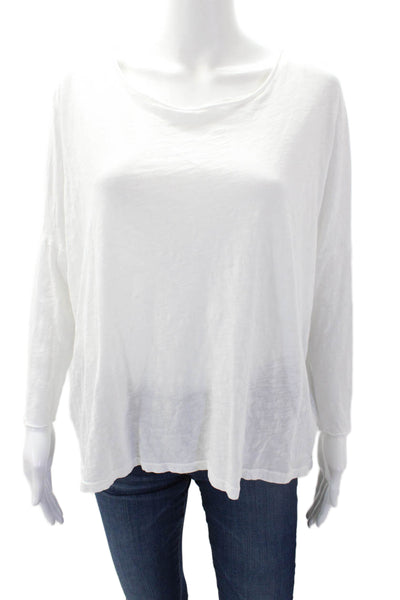 Pharaoh Womens Supima Cotton Round Neck Long Sleeve T-Shirt Top White Size 2