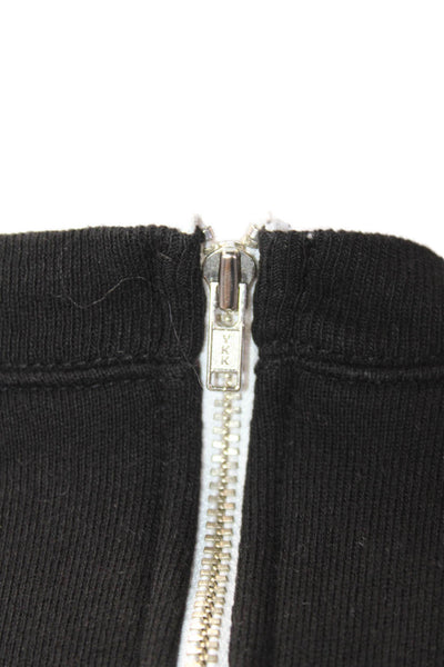 Monrow Womens Round Neck Pullover Half Zip Sweatshirt Top Black Size XL
