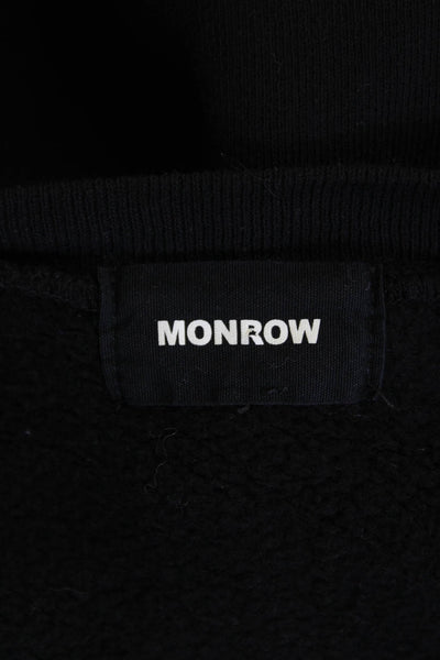 Monrow Womens Round Neck Pullover Half Zip Sweatshirt Top Black Size XL