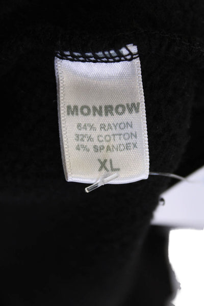 Monrow Womens Round Neck Pullover Half Zip Sweatshirt Top Black Size XL