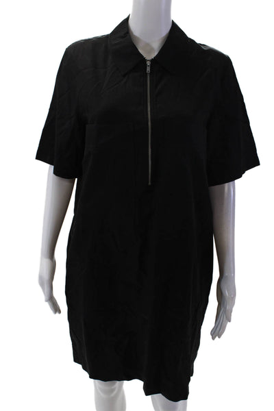 COS Womens Collared Zippered Detail Short Sleeve Dress Solid Black Size 6