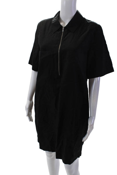 COS Womens Collared Zippered Detail Short Sleeve Dress Solid Black Size 6