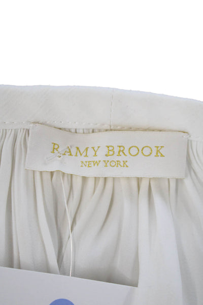 Ramy Brook Womens Long Sleeve Y-Neck Tied Blouse Top Solid White Size S