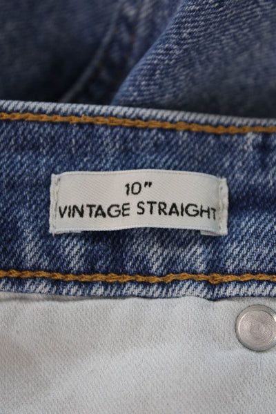 J Crew Womens Zipper Fly High Rise Fringe Straight Leg Jeans Blue Denim Size 28