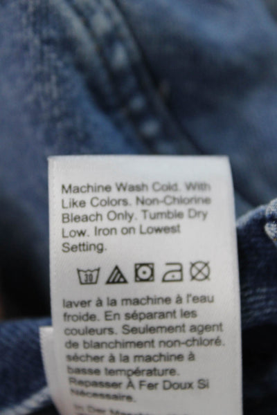 J Crew Womens Zipper Fly High Rise Fringe Straight Leg Jeans Blue Denim Size 28