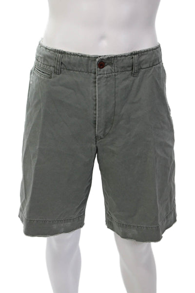 Polo Ralph Lauren Mens Zipper Fly Distressed Chino Shorts Green Cotton Size 38