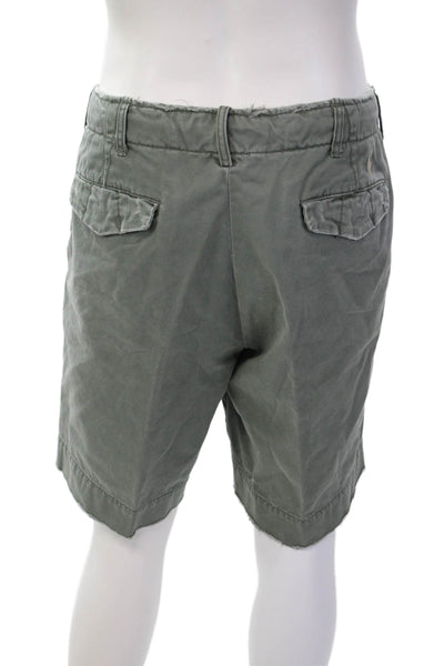Polo Ralph Lauren Mens Zipper Fly Distressed Chino Shorts Green Cotton Size 38