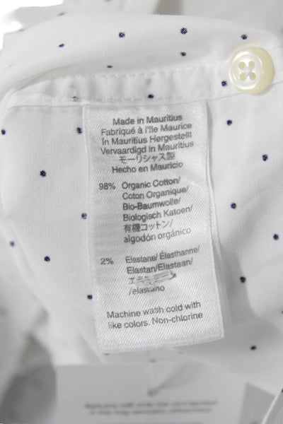 J Crew Mens Polka Dot Slim Untucked Dress Shirt White Blue Cotton Size Large