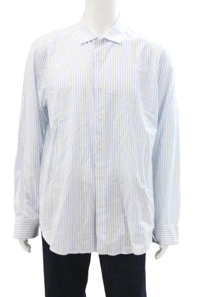 J Crew Mens Striped Ludlow Dress Shirt White Blue Cotton Size Extra Large