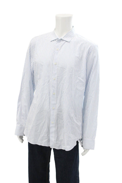 J Crew Mens Striped Ludlow Dress Shirt White Blue Cotton Size Extra Large