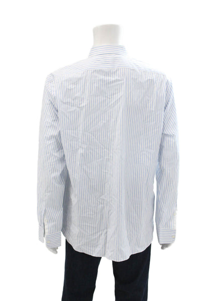 J Crew Mens Striped Ludlow Dress Shirt White Blue Cotton Size Extra Large