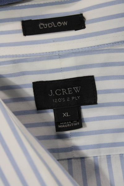 J Crew Mens Striped Ludlow Dress Shirt White Blue Cotton Size Extra Large