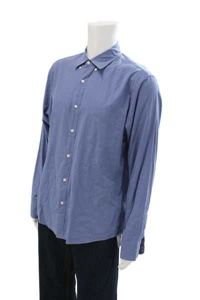 J Crew Mens Button Down Collar Slim Fit Dress Shirt Blue Cotton Size Large