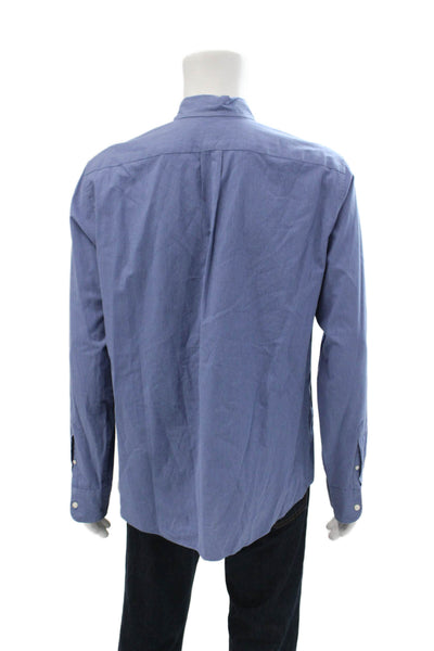 J Crew Mens Button Down Collar Slim Fit Dress Shirt Blue Cotton Size Large