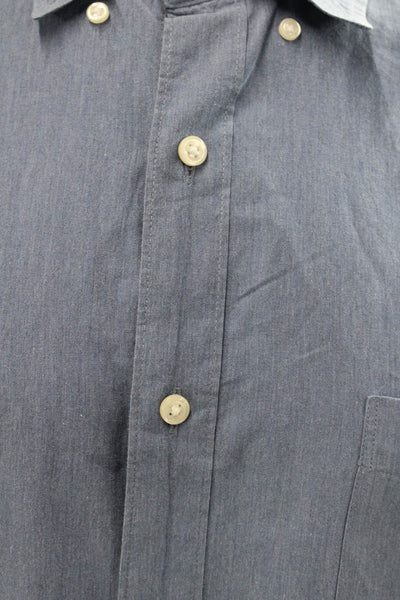 J Crew Mens Button Down Collar Slim Fit Dress Shirt Blue Cotton Size Large