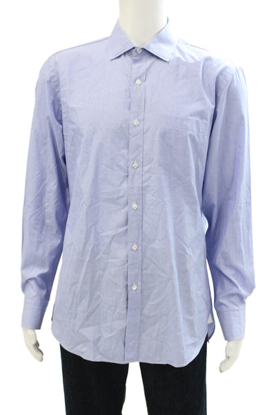 J Crew Mens Long Sleeves Button Down Crosby Dress Shirt Blue Cotton Size Large