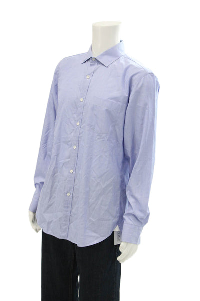 J Crew Mens Long Sleeves Button Down Crosby Dress Shirt Blue Cotton Size Large