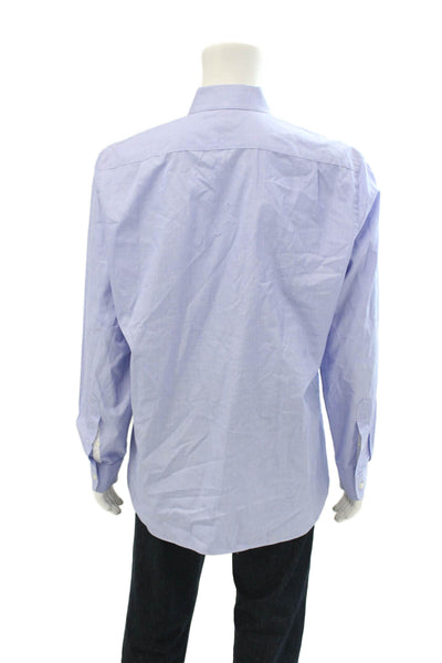 J Crew Mens Long Sleeves Button Down Crosby Dress Shirt Blue Cotton Size Large