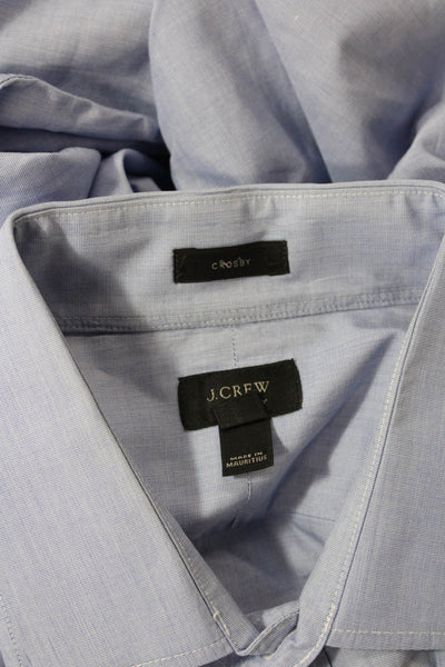 J Crew Mens Long Sleeves Button Down Crosby Dress Shirt Blue Cotton Size Large