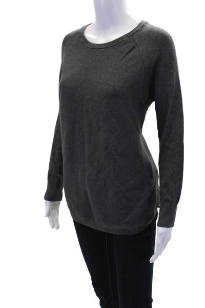 Athleta Womens Long Sleeves Crew Neck Pullover Sweater Gray Cotton Size Small
