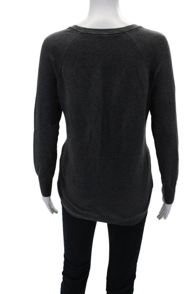 Athleta Womens Long Sleeves Crew Neck Pullover Sweater Gray Cotton Size Small